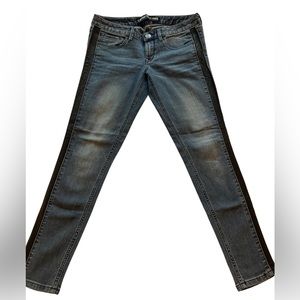 Leather Side Striped Jeans